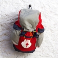 Pilgrim scallop and backpack on Way of St James