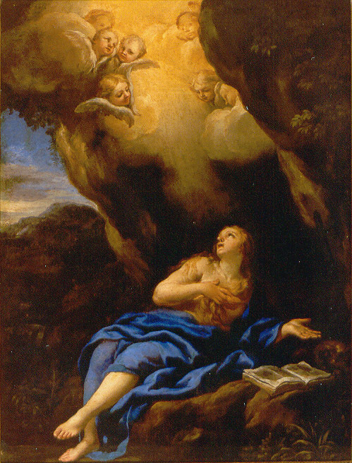 The tradition of Mary Magdalene in the cave has been recorded by many artists. Ciro Ferri (1650)