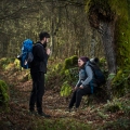 A couple of pilgrims rest from the fatigue of walking the Camino de Santiago.
