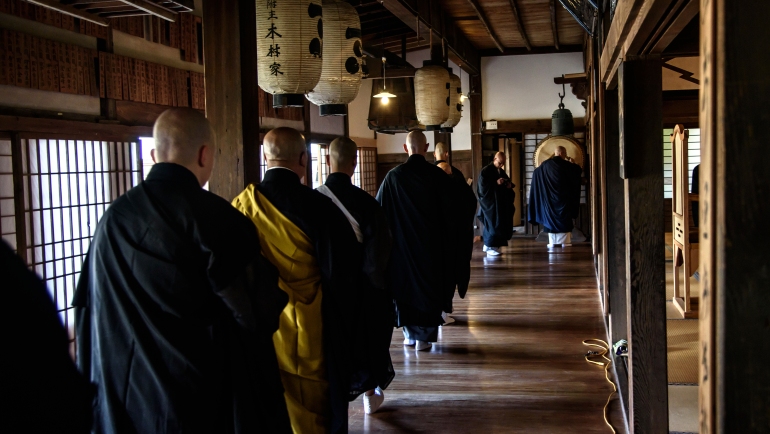 Japanese zen monks in Kyoto