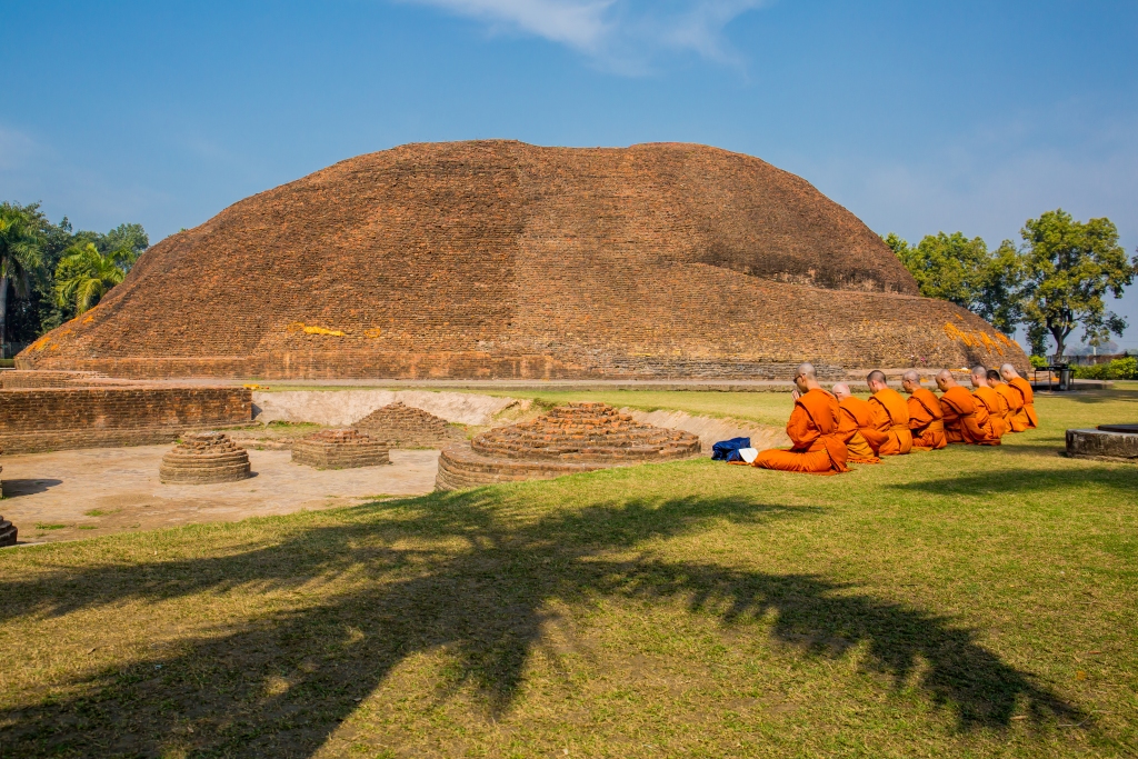 KUSHINAGAR, INDIA - FEBRUARY 12, 2019 : Makutabandhana or Stupa of Alahana (Angara) Buddha's cremation place, Kushinagar, India