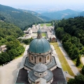 Aerial view of the beautiful Sanctuary of Oropa