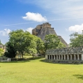 sight of of the Mayan archaeological Uxmal enclosure in Yucatan, Mexico
