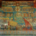 Detail of the colorful medieval frescoes in the Church of St. George.