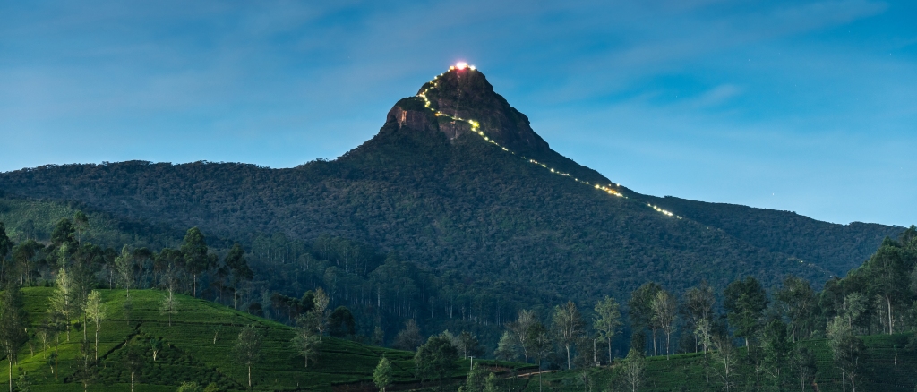 Adam's Peak (Sri Pada) at night in Sri Lanka