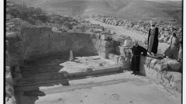 Mount Nebo. 'Jebel Nebba'. Nebo, Chapel of St. Mary. Showing ruins of the apse & floor