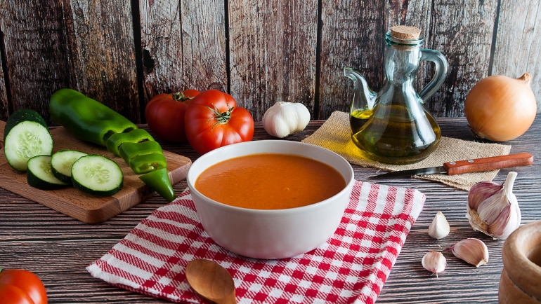 Bowl of Andalusian gazpacho