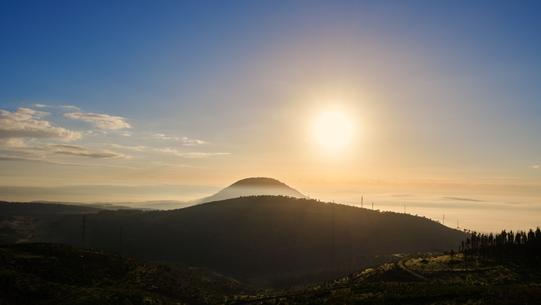 Mount Tabor at sunrise in northern Israel,