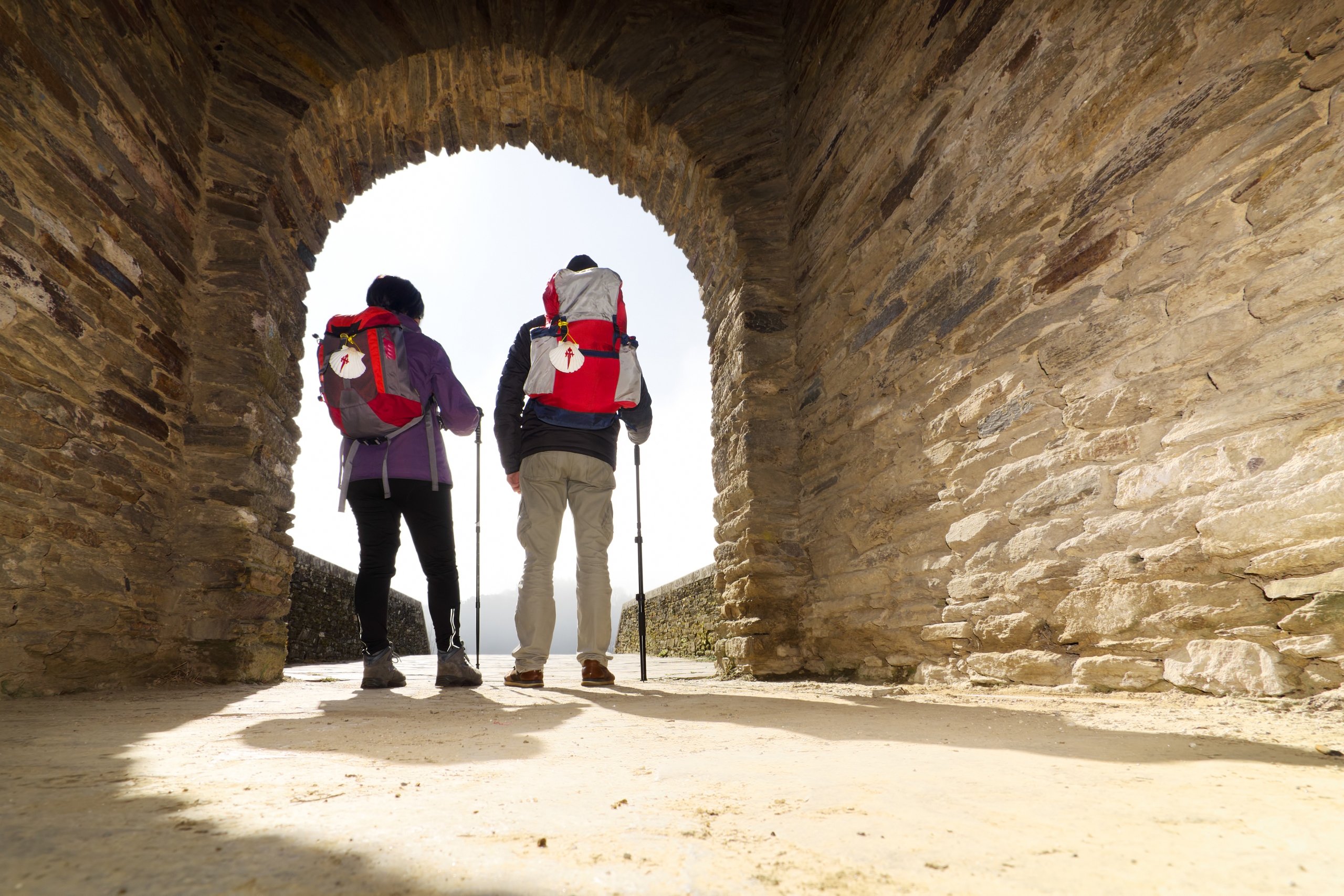 pilgrims in Portomarin village , Way of St James