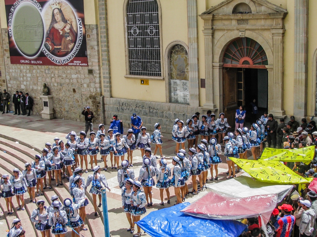 The Oruro Carnival in front of the Sanctuary of the Virgin of Socavón