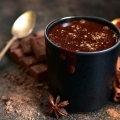 Homemade christmas hot chocolate with orange and spices