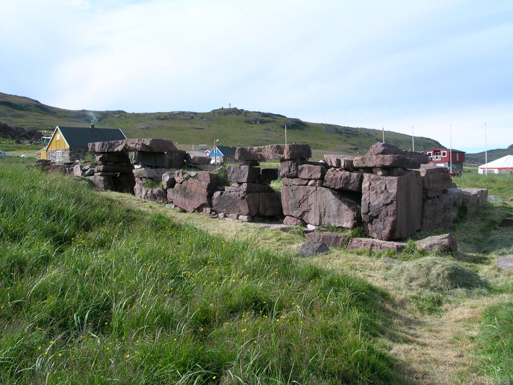 Ruins of the Cathedral of Saint Nicholas of Garðar in Igaliku in South Greenland