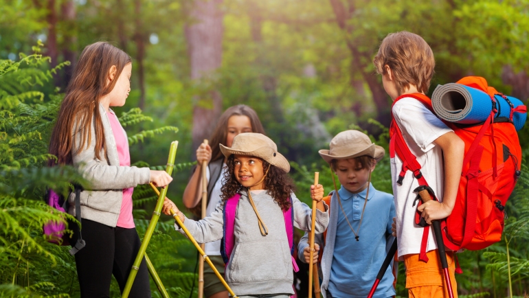 kids hiking