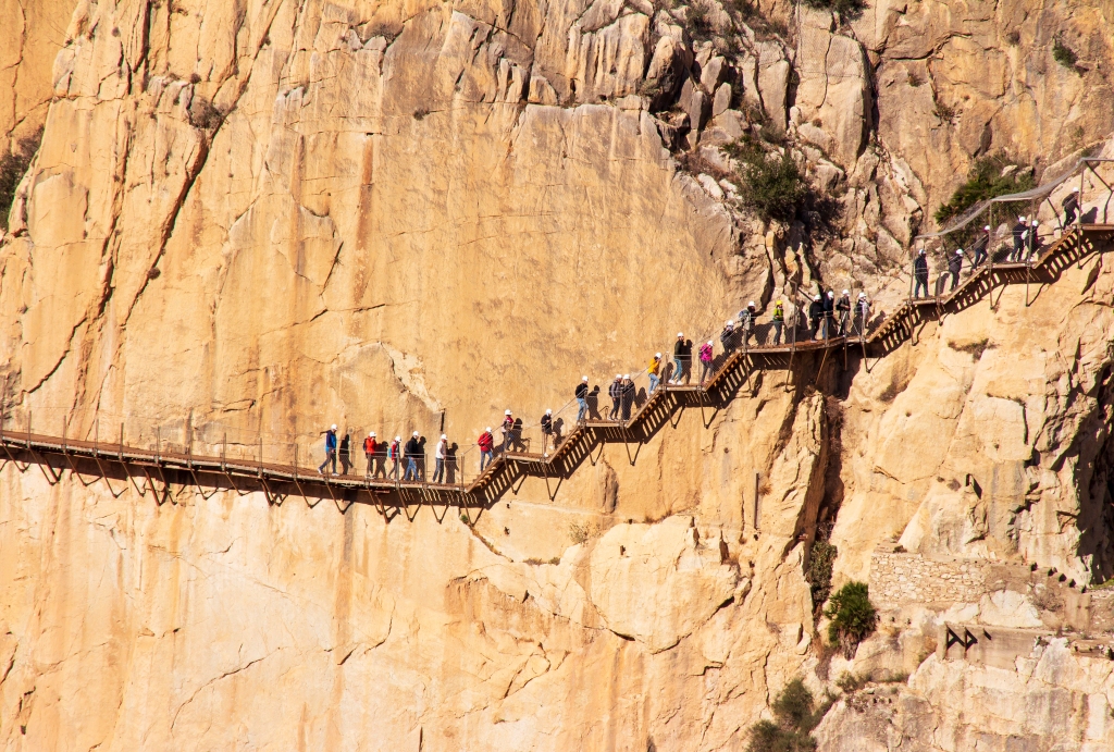 The Caminito del Rey is a spectacular walkway that runs along the railings of Ardales and Alora, Málaga, Spain.