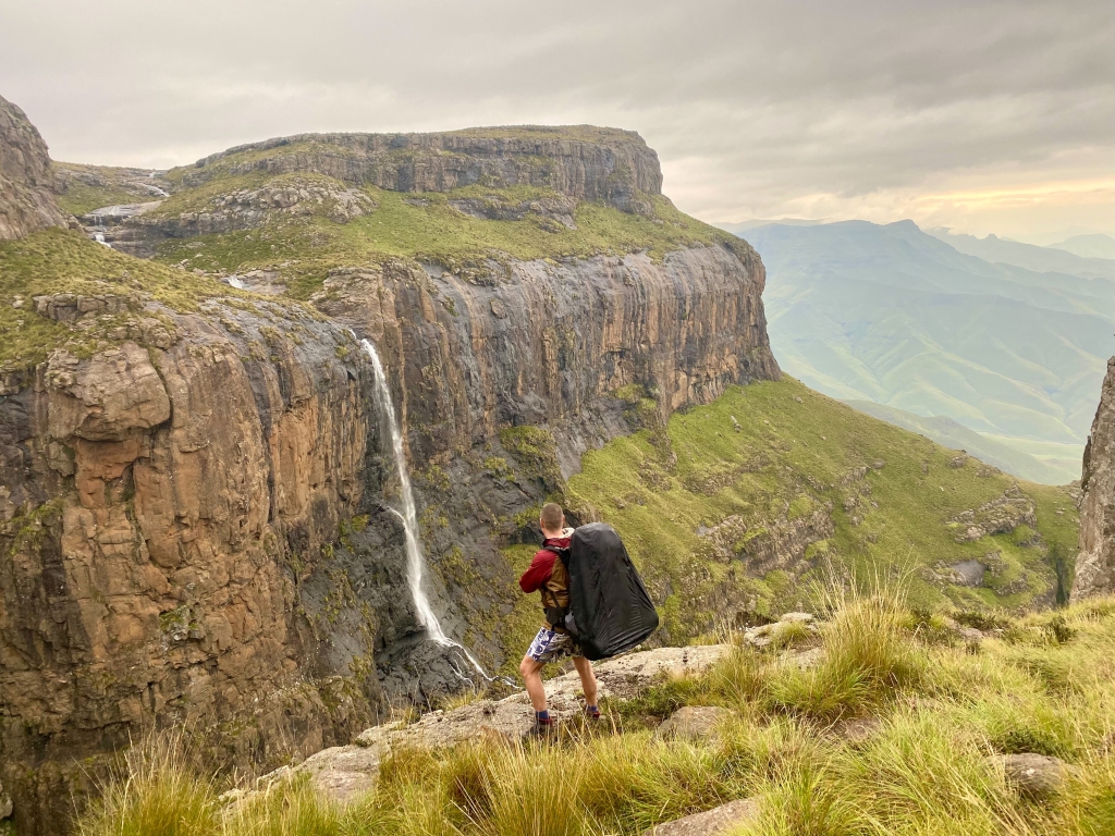 View of the Drakensberg Mountains from the top of Tugela Falls, South Africa