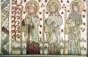 The Götene master in Amund's group. Elin of Skövde, Saint Birgitta and Catherine of Vadstena.