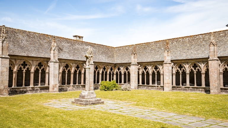 Interior architectural details of the cloister in the Cathedral of Saint Tugdual