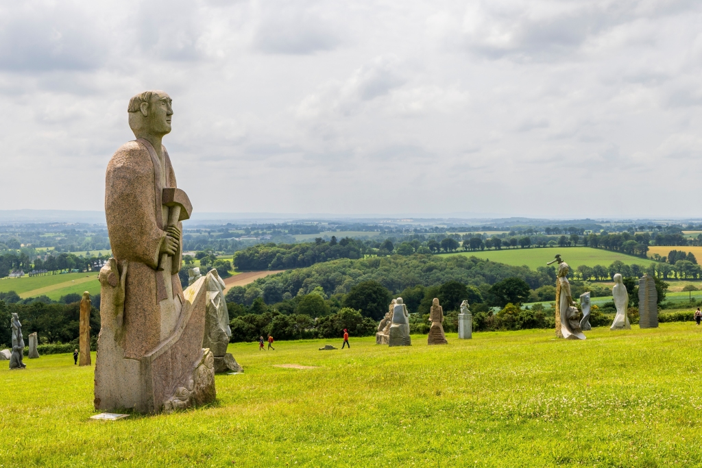 Statues representing saints in the Valley of the Saints, village of Carnoët, Côtes d'Armor department, Brittany, France