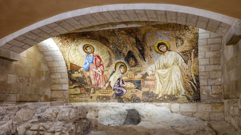 The Holy family mosaic at church of Saint Joseph in Nazareth