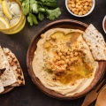 Classic hummus with chickpeas, paprika, olive oil and oriental spices