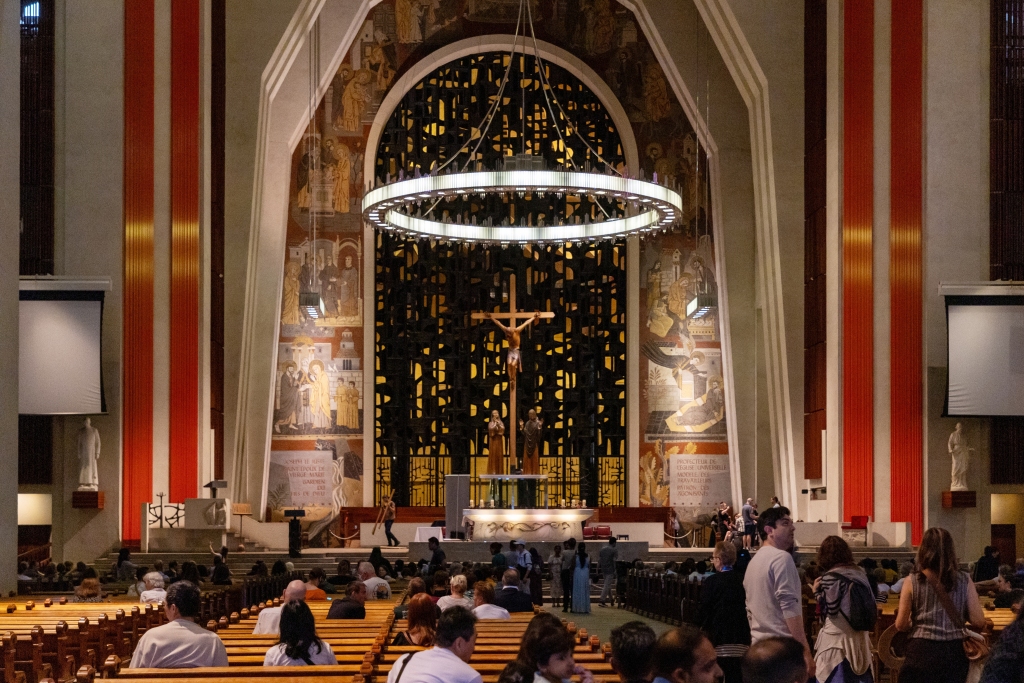 Interior view of the great basilica at the Oratory of Mount Royal of Saint Joseph