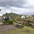 Pope Leo XIV visits the archaeological site of the ancient city of Hippo in Annaba, home to St. Augustine, on April 14, 2026 on the second day of his three-day Apostolic Journey to Algeria. The Pope layed out a wreath of flowers and paused to pray briefly amidst the ancient stones in the land walked on by his spiritual father. He then planted an olive tree. The ancient Roman city of Hippo Regius (also known as Hippo or Hippone), located in modern-day Annaba is famous as the diocese of St. Augustine, a Church Father (5th century). Photo by (EV) Matteo Pernaselci/Vatican Media/ABACAPRESS.COM