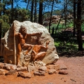 A rock carving, featuring an aboriginal theme, beside a Wilpena Pound walking track in the heart of the Flinders Ranges National Park.
