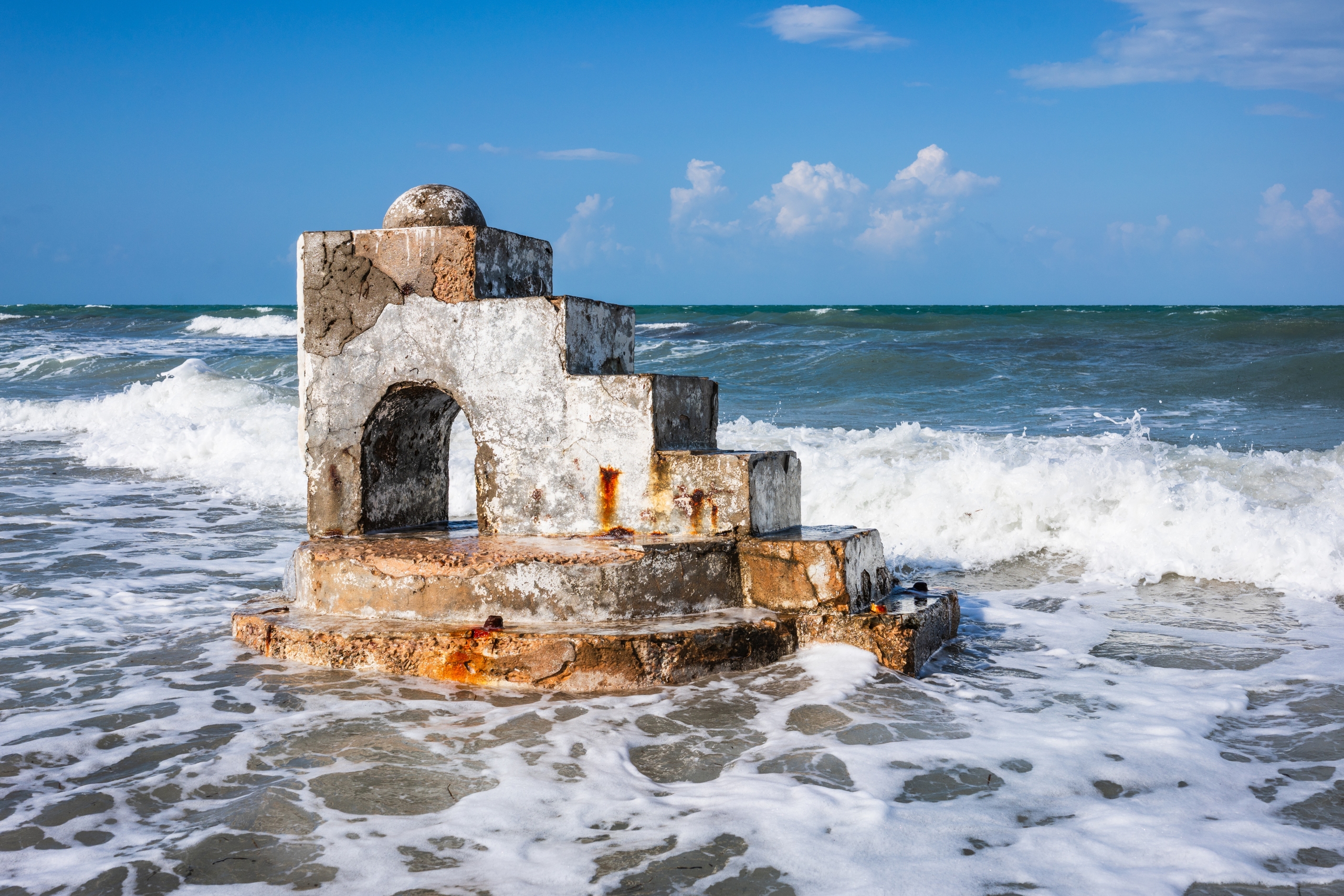 Old steps to the sea on Djerba beach