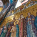 Mosaic of the canonized Tsar Nicholas II and his family in the Holy Trinity Seraphim-Diveevo Convent in Diveevo, Russia.