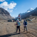 The tibetans pilgrims during the first day of ritual kora (yatra) around sacred Mount Kailash