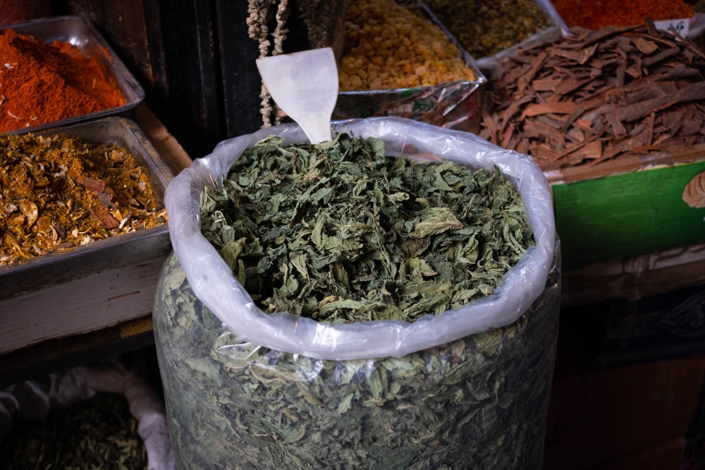 Molokheya leaves for sale at a market