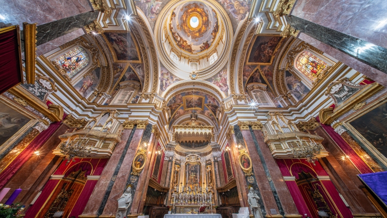 MDINA, MALTA - DEC 19, 2024: The Church of the Annunciation also known as The Carmelite Church is a Baroque church of the Priory of Our Lady of Mount Carmel. 19. December 2024