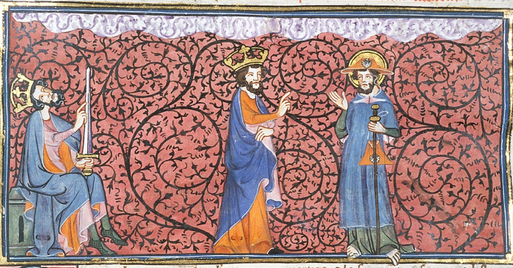 Charlemagne's visions of Milky Way and James, from Chroniques de France ou de St Denis, 14th century