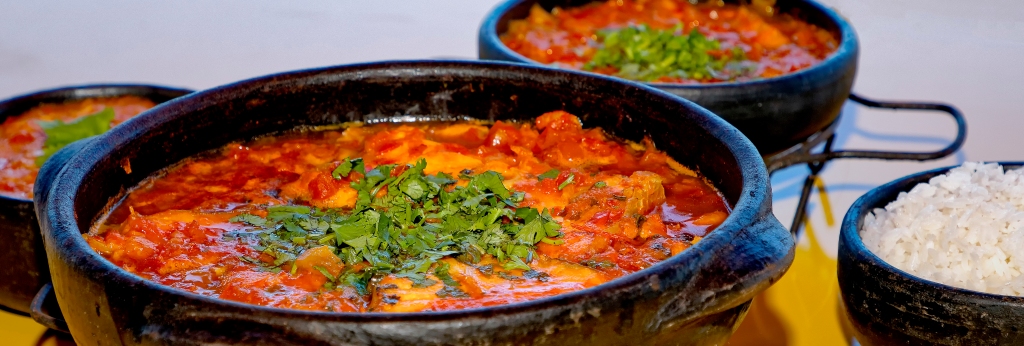 Delicious Moqueca capixaba in the clay pot.