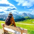 A girl admiring the Italian Dolomites