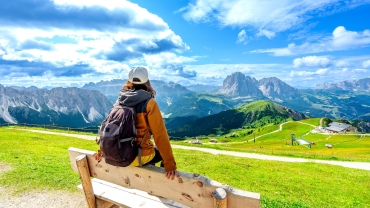 A girl admiring the Italian Dolomites