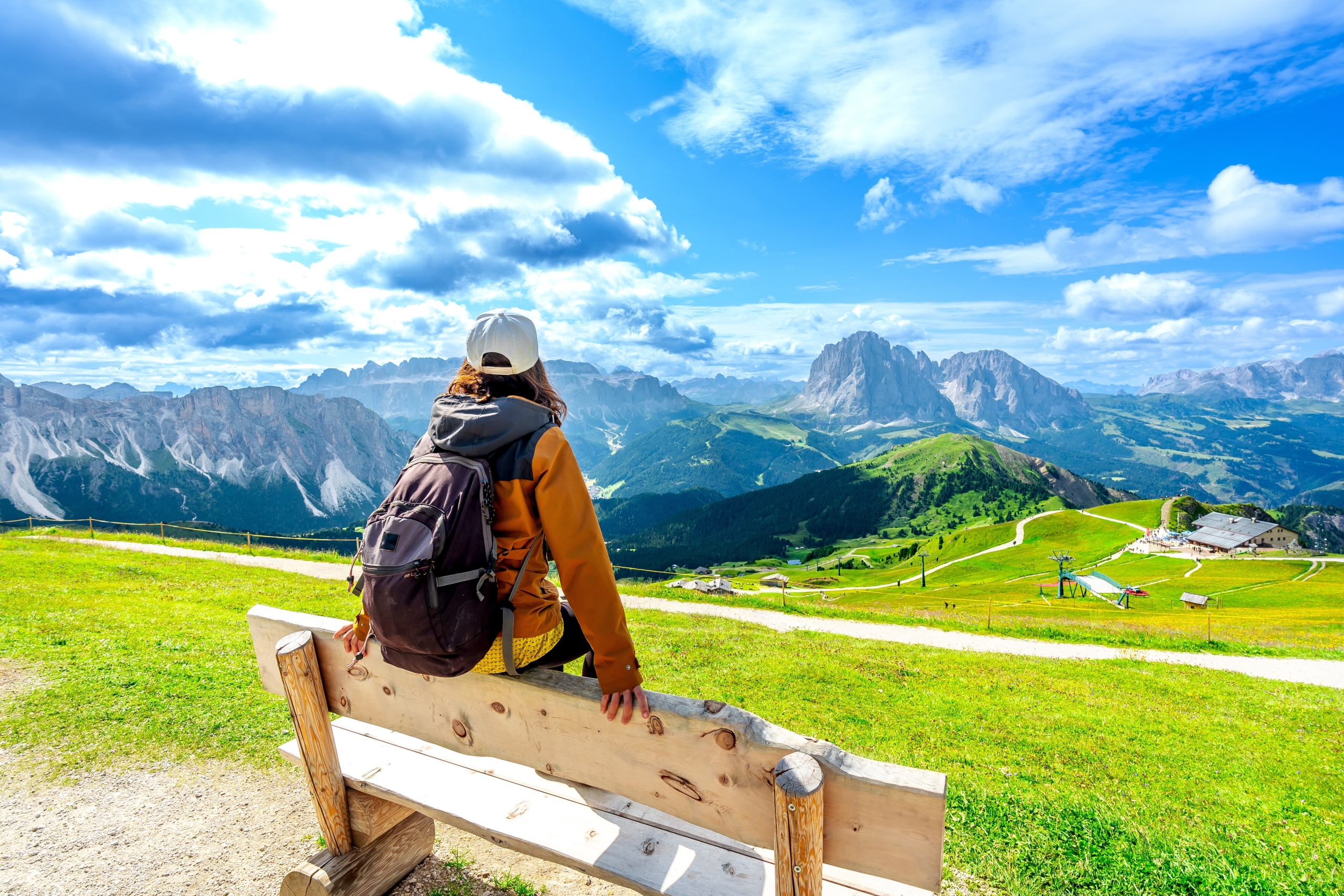 A girl admiring the Italian Dolomites