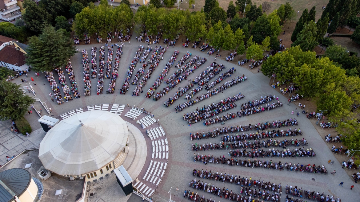 Aerial view of a celebration at St. James Parish in Medjugorje