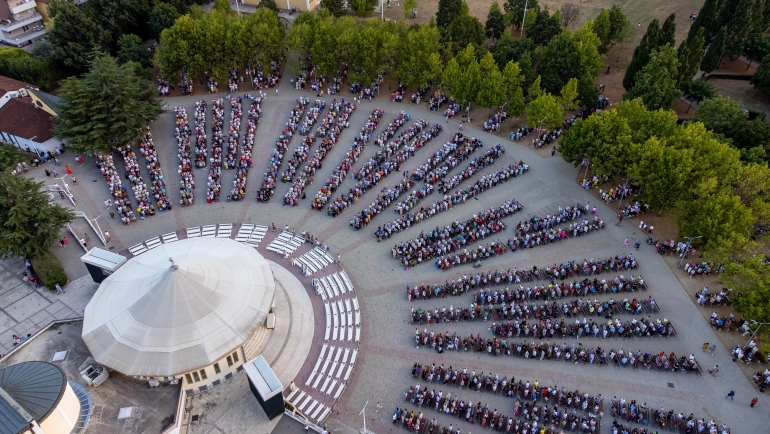 Aerial view of a celebration at St. James Parish in Medjugorje
