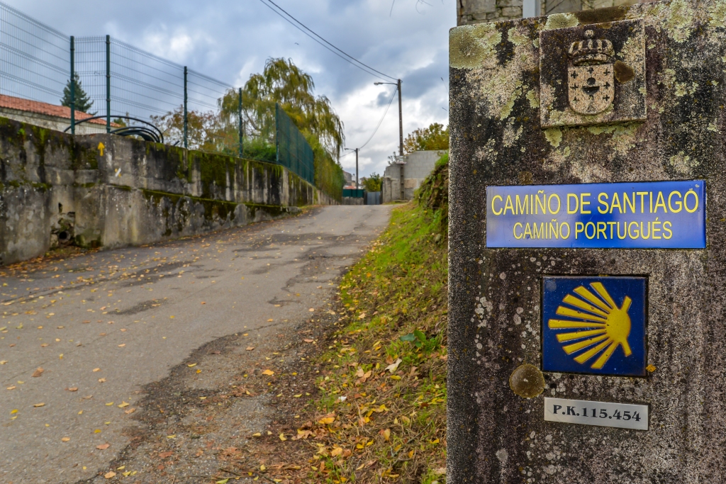 The camino de Santiago trail through Tui on the Portuguese/Spanish border