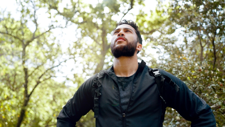 hiker thinking