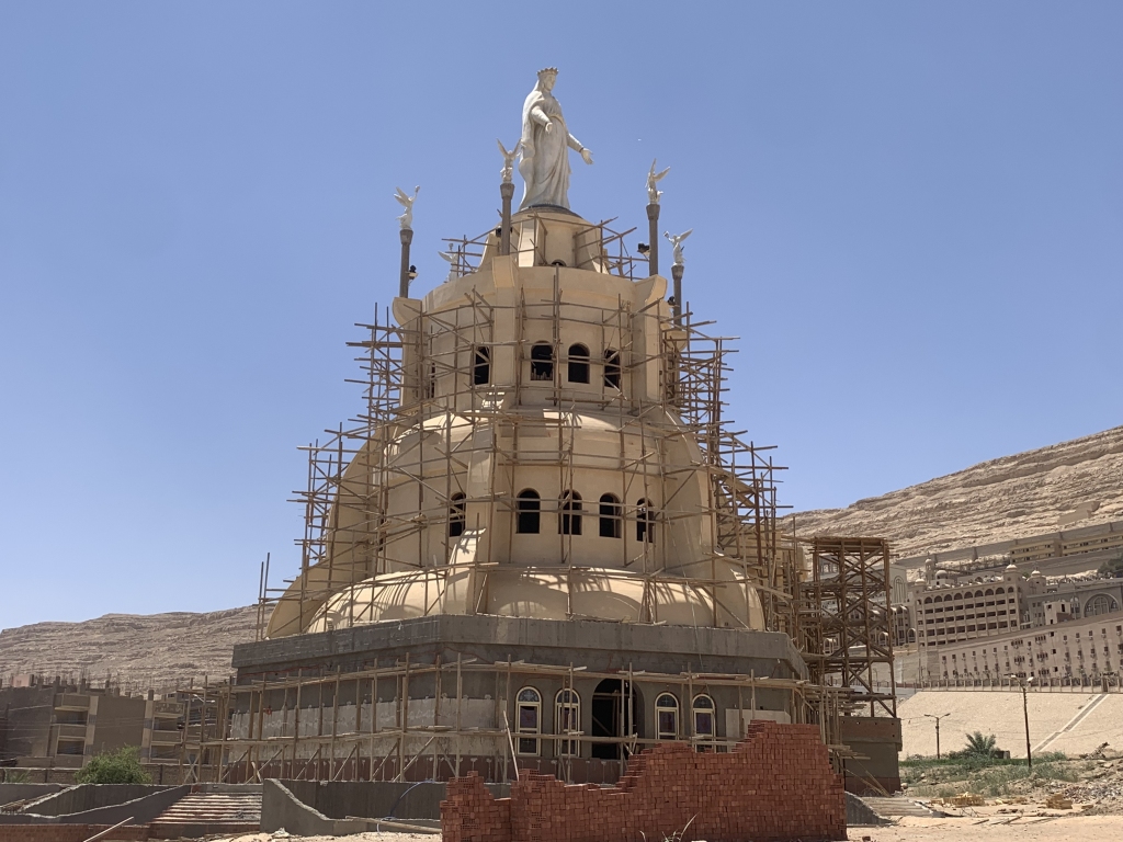 Church under construction dedicated to the Virgin Mary within the Dronka shrine complex.