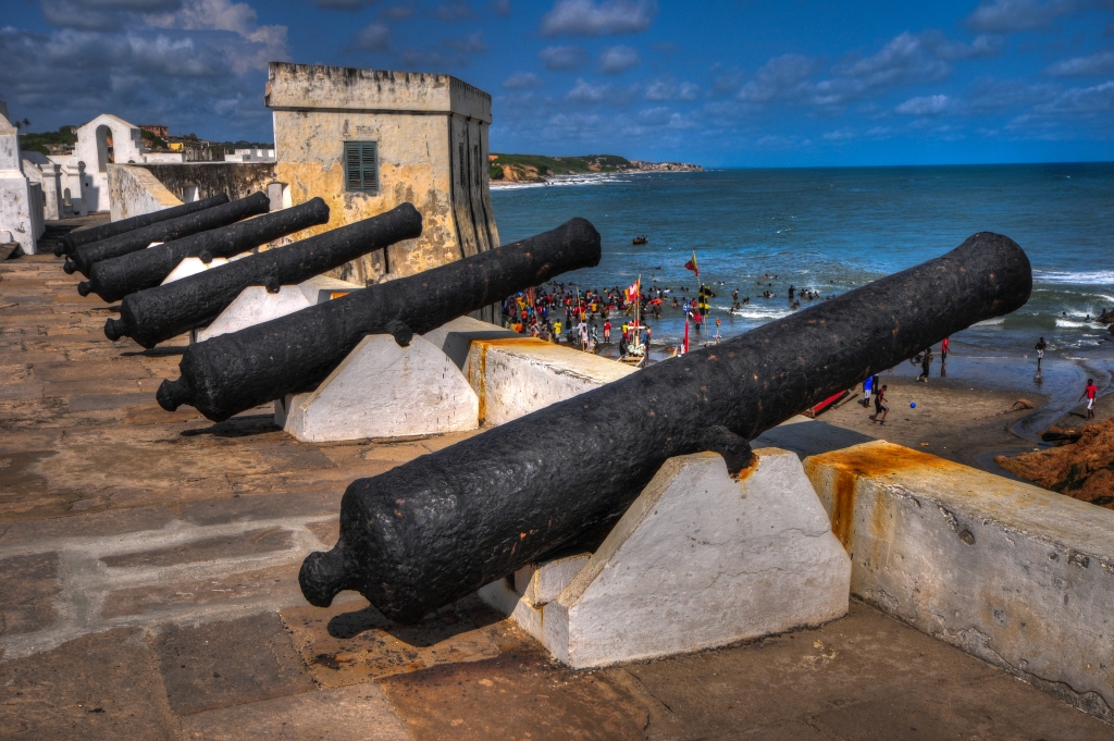 Cannons overlooking from Cape Coast Castle