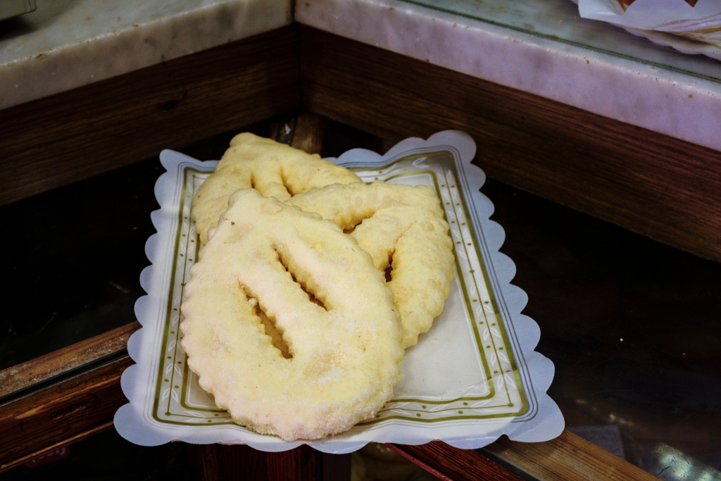 Orelletes, traditional Ibizan sweet pasta, Can Vadell, Ibiza, Balearic Islands, Spain