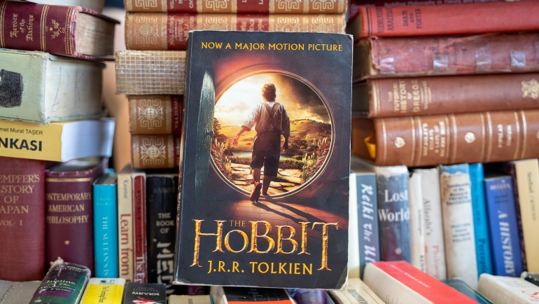J.R.R. Tolkien's book The Hobbit at the flea market. Ankara, Turkey. Erman Gunes / Shutterstock