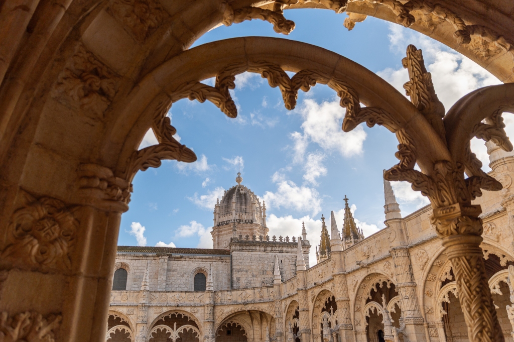 Arches of the Jerónimos Monastery in Lisbon, Portugal